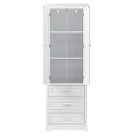 Black Tall Storage Cabinet with 3 Drawers for Bathroom/Office