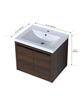 Streamdale Furniture 24 Inch Bathroom Cabinet with Sink, Soft Close Doors