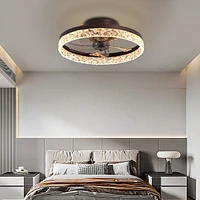 Dimmable Led Ceiling Fan: Brown, 20", 6 Speeds
