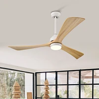 Streamdale Furniture 52" Ceiling Fan with Remote Control, 6 Speeds (White/Natural)