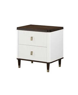 Simplie Fun Carena Nightstand with Usb, White & Brown Finish