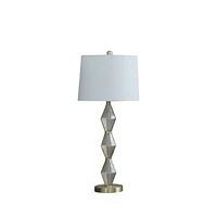 Streamdale Furniture 29.5" In Emil Moderne Geometric Light Amber Textured Glass Brushed Gold Table Lamp