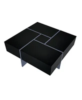 Simplie Fun Modern Square Coffee Table with Hidden Storage and Extendable Tabletop