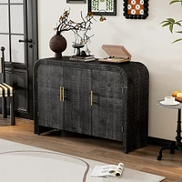 Minimalist Curved Sideboard with Gold Handles and Dividers
