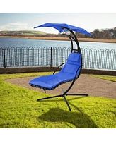 Streamdale Furniture Outdoor Hanging Chaise Lounger with Canopy & Stand