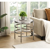 Simplie Fun Sintered Stone Top End Table: Modern Chrome Design