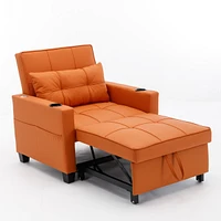 Streamdale Furniture Orange leather futon chair bed with Usb ports