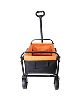 Streamdale Furniture Mini Folding Wagon Garden Shopping Beach Cart (Black+Yellow+Brake)