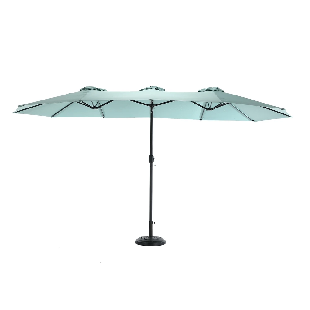 14.8 Ft Double Sided Outdoor Umbrella Rectangular Large With Crank (Light Green)