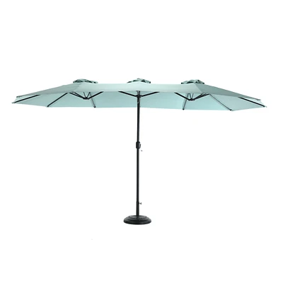 14.8 Ft Double Sided Outdoor Umbrella Rectangular Large With Crank (Light Green)