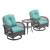 Outdoor Swivel Rocker Patio Set - Blue