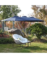 Streamdale Furniture 14.8 Ft Double Sided Outdoor Umbrella Rectangular Large With Crank (Navy Blue)