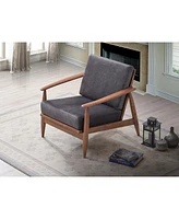 Streamdale Furniture Alisa Accent Chair, Charcoal Fabric & Brown Finish