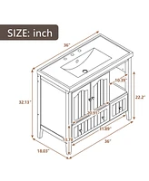 Streamdale Furniture 36" Bathroom Vanity with Ceramic Basin & Storage Cabinet