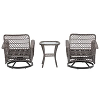 Streamdale Furniture 3-Piece Outdoor Swivel Rocker Patio Set, Grey