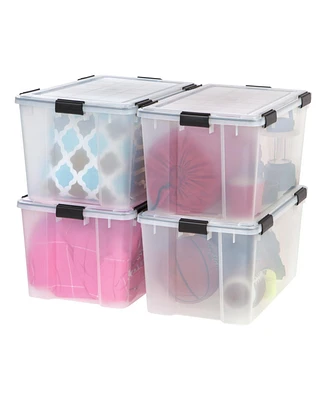 Iris Usa 4Pack 74qt Weatherpro Airtight Plastic Storage Bin with Lid and Seal and Secure Latching Buckles