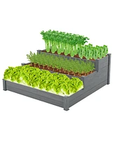 Streamdale Furniture 48.6 X 48.6 X 21In Raised Garden Bed Horticulture Outdoor Elevated Flower Box