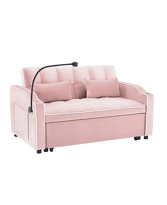Simplie Fun Versatile Foldable Sofa Bed with Usb and Ashtray (Pink)