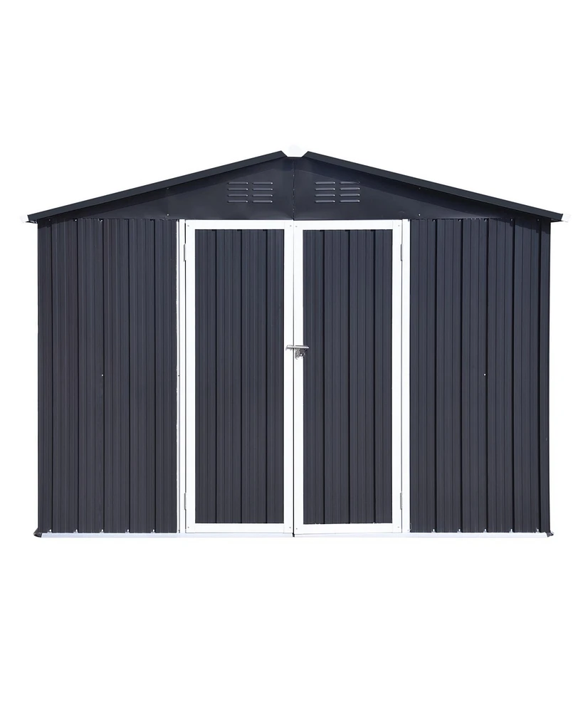 Streamdale Furniture Metal Garden Sheds 6FTx8FT Outdoor Storage Sheds Dark-Grey