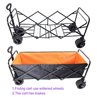 Foldable Xl Beach Cart in Black & Orange