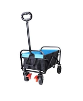 Streamdale Furniture Mini Folding Wagon Garden Shopping Beach Cart (Black+Blue+Brake)