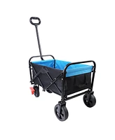 Streamdale Furniture Mini Folding Wagon Garden Shopping Beach Cart (Black+Blue+Brake)