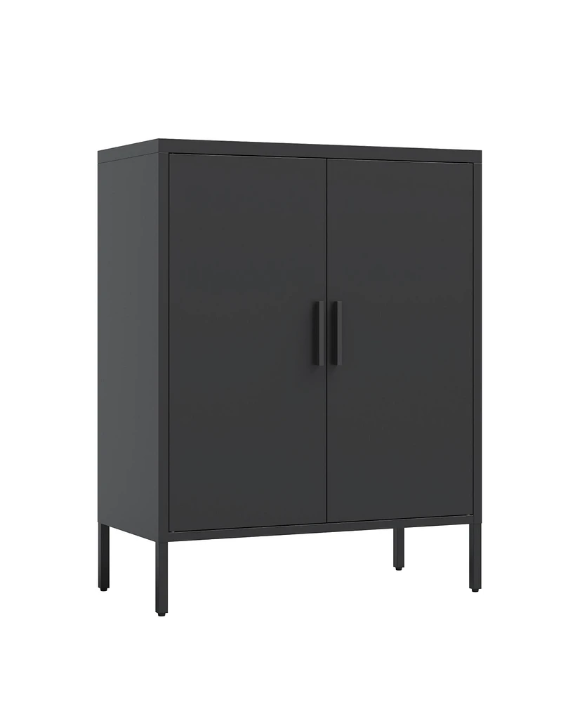 Simplie Fun Steel Cabinet with 2 Doors, 2 Shelves