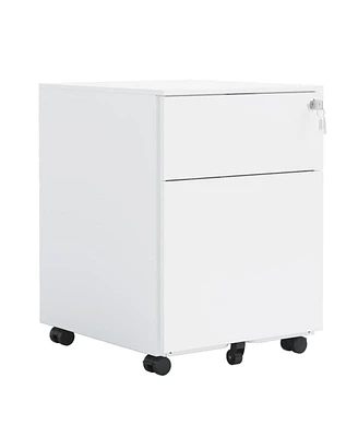 Simplie Fun Lockable 2-Drawer Mobile File Cabinet in White