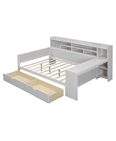 Streamdale Furniture Wooden Daybed with Storage Shelves, Drawers, and Desk