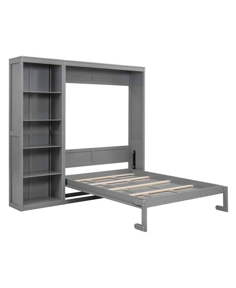 Streamdale Furniture Full Murphy Bed Wall With Shelves