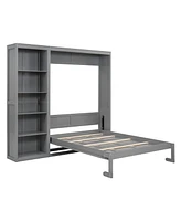 Streamdale Furniture Full Murphy Bed Wall With Shelves