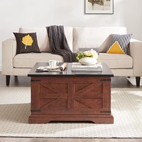 Rustic Oak Coffee Table with Hidden Storage