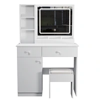 Makeup Vanity Desk with Lighted Mirror & Drawers