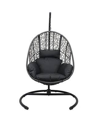 Simplie Fun New Comming Outdoor Indoor Pe Wicker Swing Egg Chair Gray Color