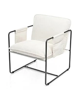 Streamdale Furniture White Upholstered Hanging Armchair with Arm Pocket