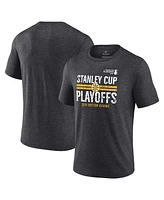 Fanatics Men's Heather Charcoal Boston Bruins 2024 Stanley Cup Playoffs Crossbar Tri-Blend T-Shirt