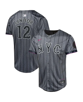 Nike Boys and Girls Francisco Lindor Graphite New York Mets 2024 City Connect Limited Player Jersey