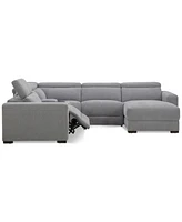 Nevio -Pc. Fabric Power Headrest Sectional and Chaise with 1 Motion Chair