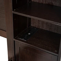 Queen Wooden Bed With All-In-One Cabinet, Shelf And Sockets