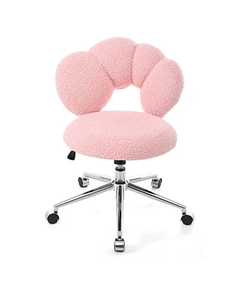 Simplie Fun 360 Swivel Height Adjustable, Swivel Chair, Teddy Fabric