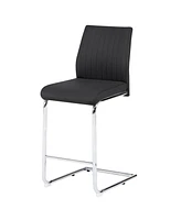 Simplie Fun Black Modern Simple Bar Chair Pu Leather Chrome Metal Pipe, Restaurant, Family Bar Chair Set Of 2