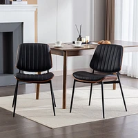 Mid Century Modern Dining Chairs Set of 2 - Black Pu