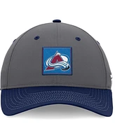 Fanatics Men's Gray/Navy Colorado Avalanche 2024 Stanley Cup Playoffs Locker Room Adjustable Hat