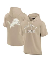 Men's and Women's Fanatics Signature Khaki Detroit Lions Elements Super Soft Fleece Short Sleeve Pullover Hoodie