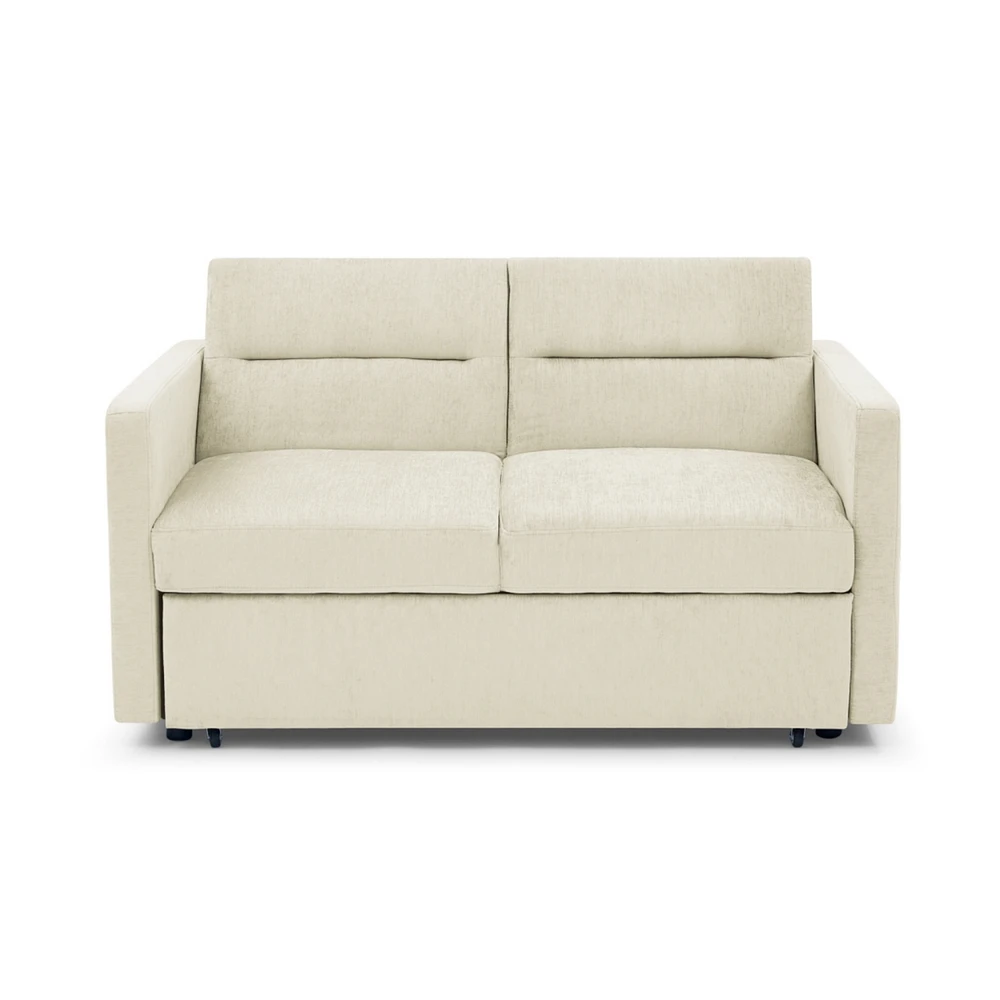 Streamdale Furniture Loveseats Sofa Bed With Pull-Out Bed, Adjustable Back And Two Arm Pocket, Beige (54.5"X33" X 31.5")