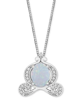 Lab-Created Opal (1/3 ct. t.w.) & Diamond (1/10 ct. t.w.) Cinderella Carriage Pendant Necklace in Sterling Silver, 16" + 2" extender