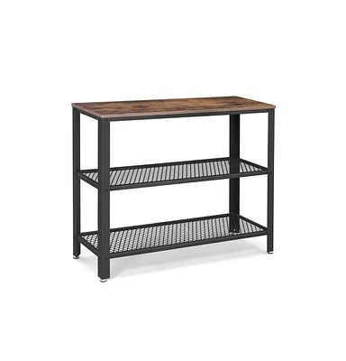 Slickblue Industrial Rustic Brown Console Table with 2 Shelves