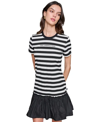 Karl Lagerfeld Paris Women's Striped Short-Sleeve Dress