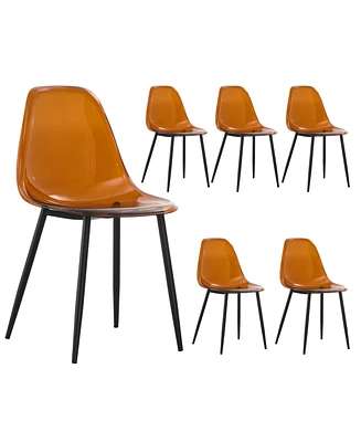Simplie Fun 6-Piece Modern Dining Chair Set with Black Metal Legs