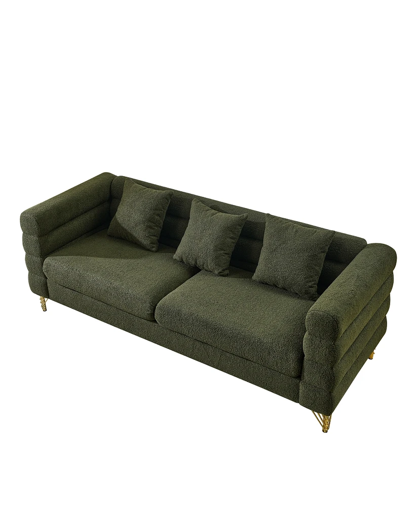 Simplie Fun Oversized Green Sectional Sofa with Pillows